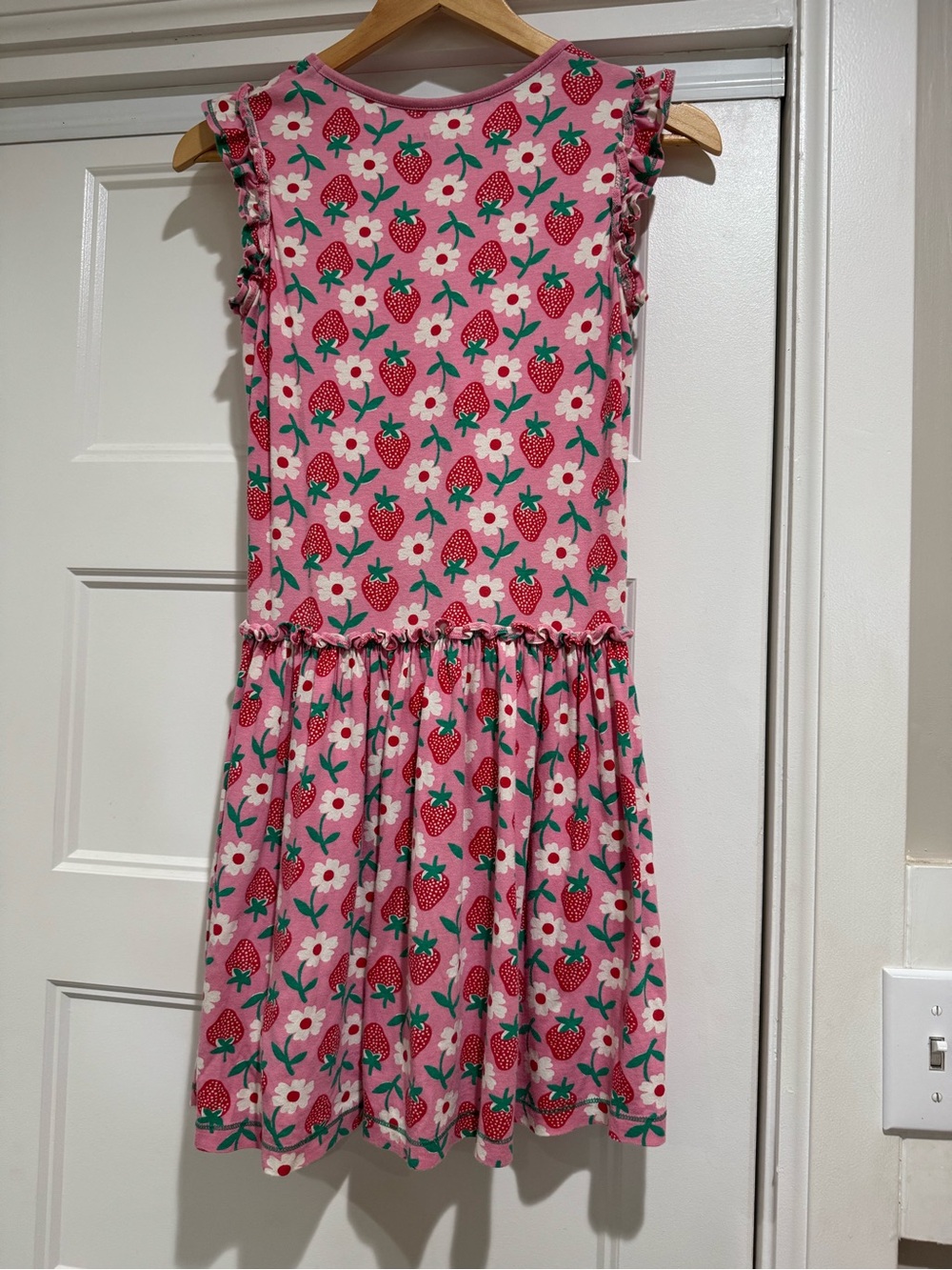 Mini Boden Girl's Frill Detail Jersey Dress 11-12Y In Red Strawberry Casual - Picture 6 of 8